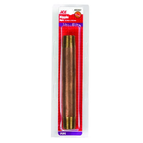 Ace 1/2 in. Male Male Brass Nipple 5-1/2 in. L