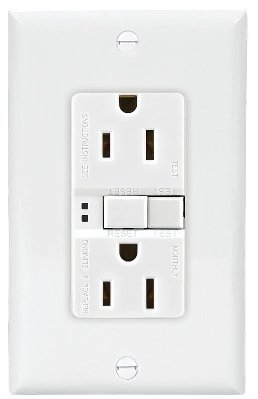 Eaton Wiring Devices SGF15W-SP GFCI Duplex Receptacle, Polypropylene, White, 2-Pole, 15 A, 125 V, Back, Side Wiring
