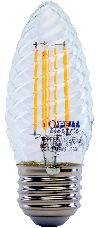 Feit Electric BPF1560/827/FILED LED Bulb, Decorative, 500 Lumens, 6 W, F15 Lamp, 60 W Equivalent, E26 Lamp Base, Clear, Pack of 6