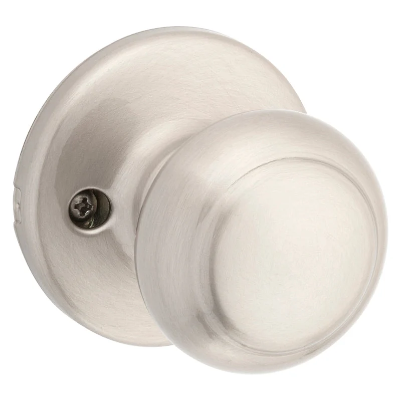 Kwikset 488CV 15 CP Dummy Knob, Cove Design, Satin Nickel, Residential, 1-3/4 to 1-3/8 in Thick Door, Zinc