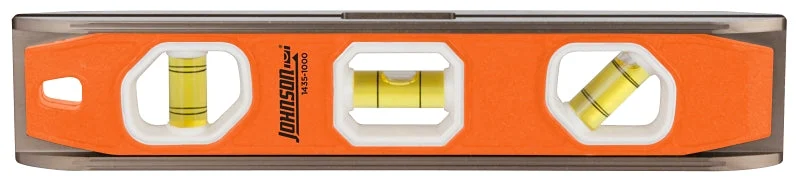 Johnson 1435-1000 Torpedo Level, 10-3/4 in L, 3-Vial, Magnetic, Aluminum, Black