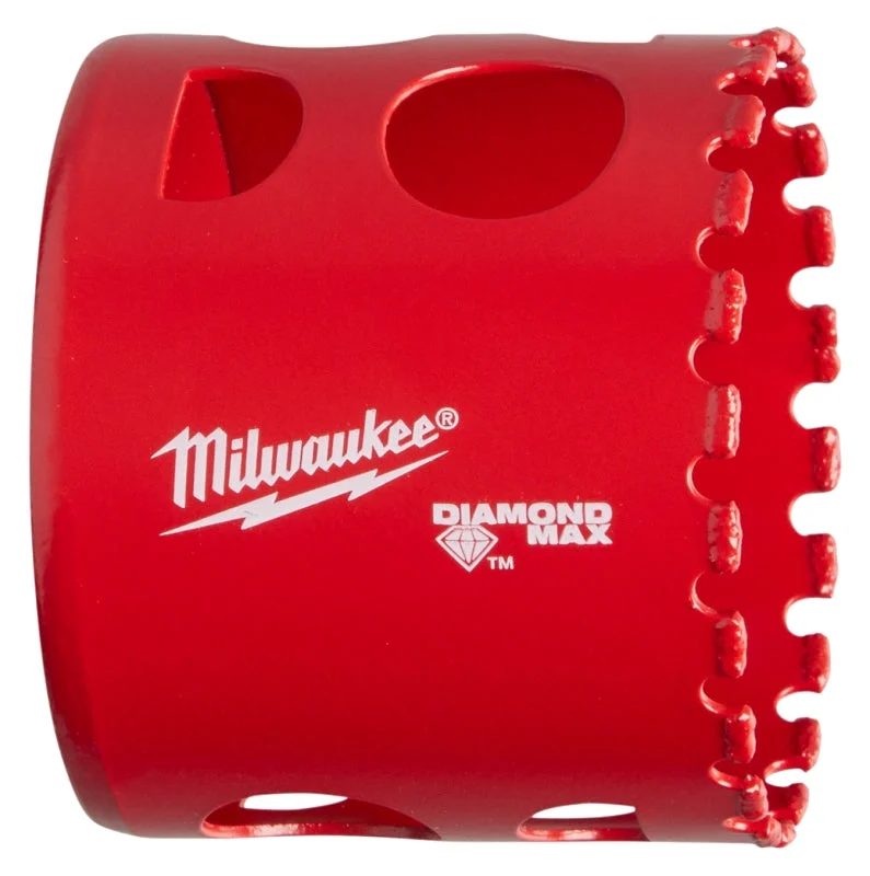 Milwaukee Diamond Max 49-56-5645 Hole Saw, 2 in Dia, 1-1/2 in D Cutting, 5/8-18 Arbor, 4 TPI, Diamond Cutting Edge
