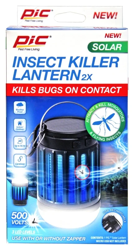 PIC SOLAR-PLZ 2-in-1 Insect Killer Lantern, Solar Battery