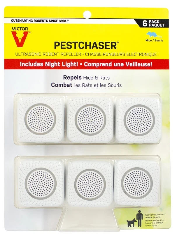 Victor M756K Rodent Repellent, Plug-In, 1.69 in L, 1-3/4 in W, 1-3/4 in H, Repels: Mice, Rats, 6/PK