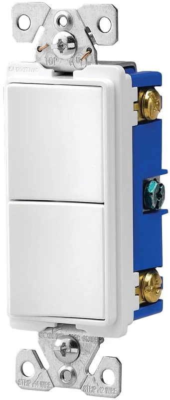 Eaton Wiring Devices 7700 Series 7728W-BOX Combination Switch, 15 A, 120/277 V, SPST, Lead Wire Terminal, White