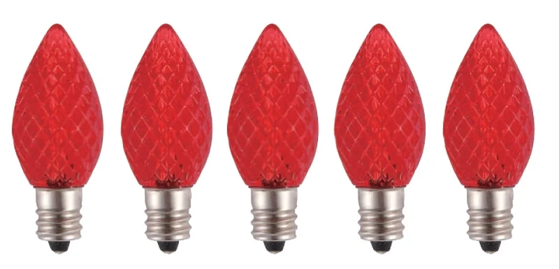 Hometown Holidays 24772 Retro Bulb, Candelabra Lamp Base, LED, Crystal Red