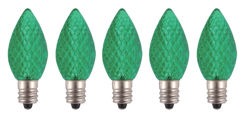 Hometown Holidays 24775 Bulb, Candelabra Lamp Base, LED Lamp, Crystal Green Light