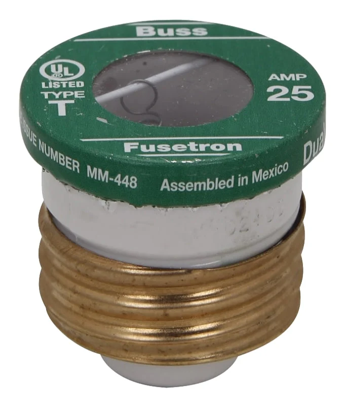 Bussmann BP/T-25 Plug Fuse, 20 A, 125 V, 10 kA Interrupt, Time Delay Fuse, Plastic Body