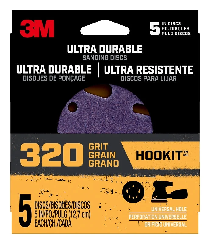 3M 27255 Power Sanding Disc, 320 Grit, 5 in Dia
