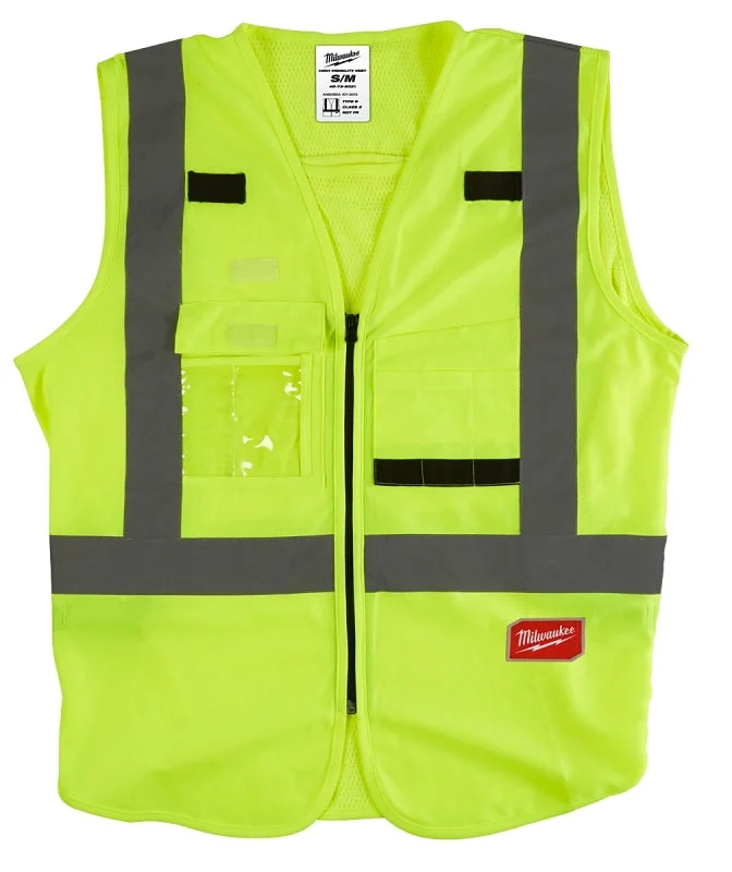 Milwaukee 48-73-5021 High-Visibility Safety Vest, S, M, Unisex, Fits to Chest Size: 38 to 42 in, Polyester, Yellow