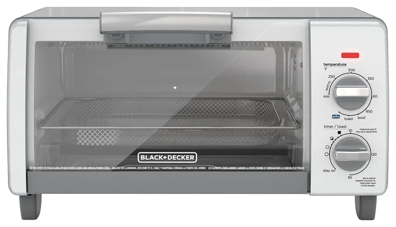 Black+Decker TO1785SG Toaster Oven, 1150 W, 4-Slice, Knob Control, Gray/Silver