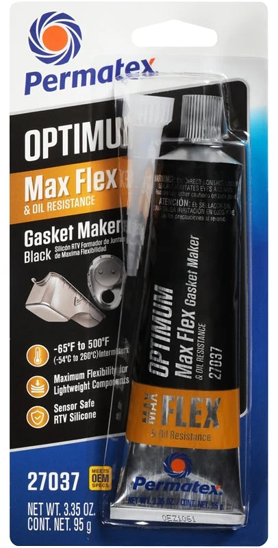 Permatex 27037 Gasket Maker, Black, 3.35 oz Tube, Paste, Mild