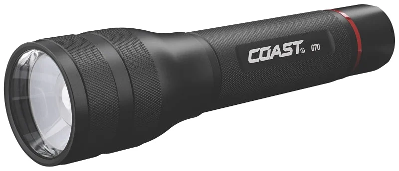 Coast G70 Flashlight, AA Battery, Alkaline Battery, LED Lamp, 850 Lumens High, 425 Lumens Medium, 110 Lumens Low, Black