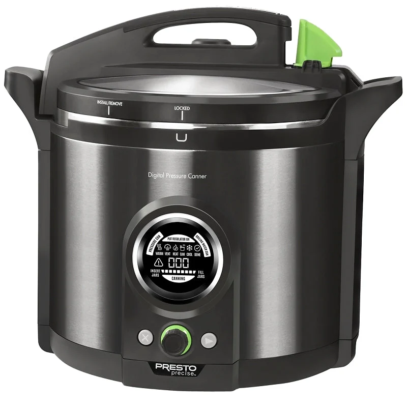Presto 02144 Digital Pressure Canner, 12 qt, 1485 W, Stainless Steel, Black, 14 in L, 17 in W, 16 in H