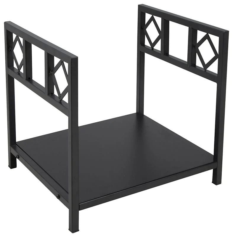 Simple Spaces B90053BK Log Rack, 13-3/8 in W, 14-1/4 in H, Steel Base, Powder-Coated, Black