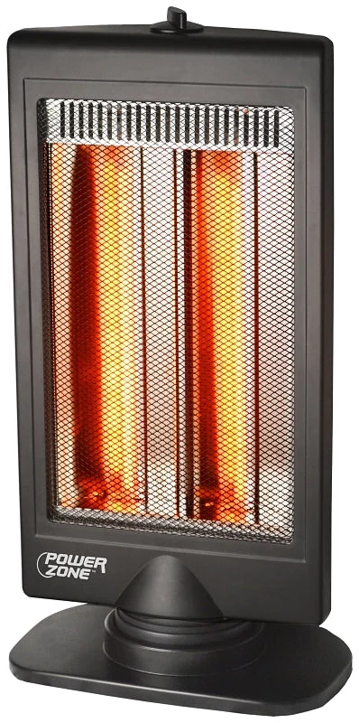 PowerZone BFGF-8 Electric Halogen Radiant Oscillating Space Heater, 12.5 A, 120 V, 400, 800 W, 2-Heating Stage, Black