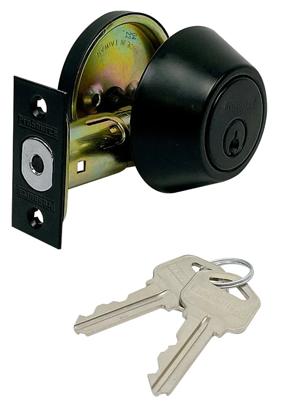 ProSource DLX91-SP5V24 Deadbolt, 3 Grade, Brass Key Key, Metal, Matte Black, 2-3/8, 2-3/4 in Backset, KW1 Keyway, Pack of 3