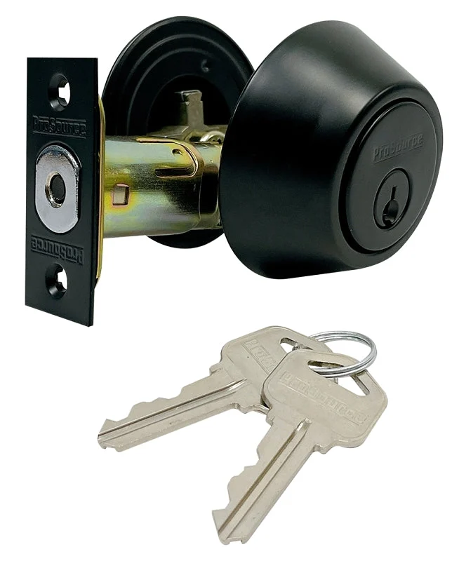 ProSource DLX92-SP5V24 Deadbolt, 3 Grade, Brass Key Key, Metal, Matte Black, 2-3/8, 2-3/4 in Backset, KW1 Keyway, Pack of 3