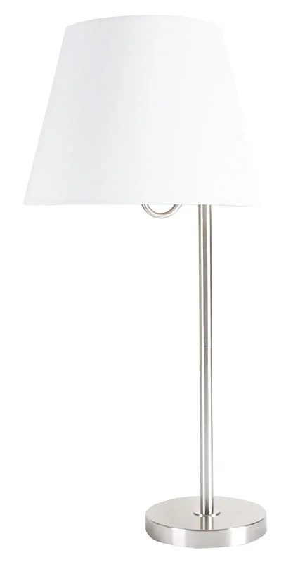 Boston Harbor GS-T122421-T1-WH Table Lamp, 120 V, 60 W, 1-Lamp, CFL Lamp, Brushed Nickel Fixture