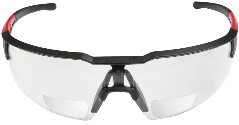Milwaukee 48-73-2204 Safety Glasses, Clear Lens, Black/Red Frame, Unisex, Polycarbonate Lens, 1/PK