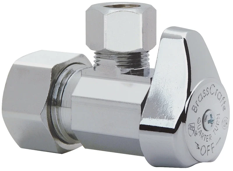 BrassCraft G2CR19X CD Stop Valve, 1/2 x 3/8 in Connection, Compression, 125 psi Pressure, Brass Body, 2.16 in L