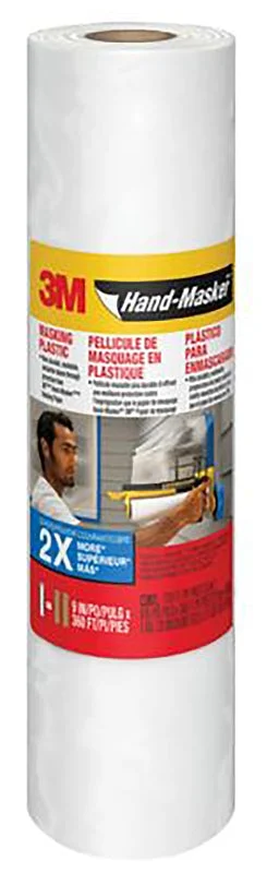 3M MPL12 Masking Tape, 120 yd L, 12 in W, Plastic Backing, Transparent