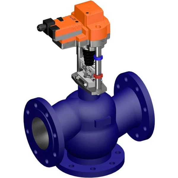 Belimo 3-Way Globe Valve DN15 Flange 15mm Stroke Kvs1 24VAC/DC 150s MP-Bus 0-10/2-10V 1500N IP54 H712N/SV24A-MP-TPC