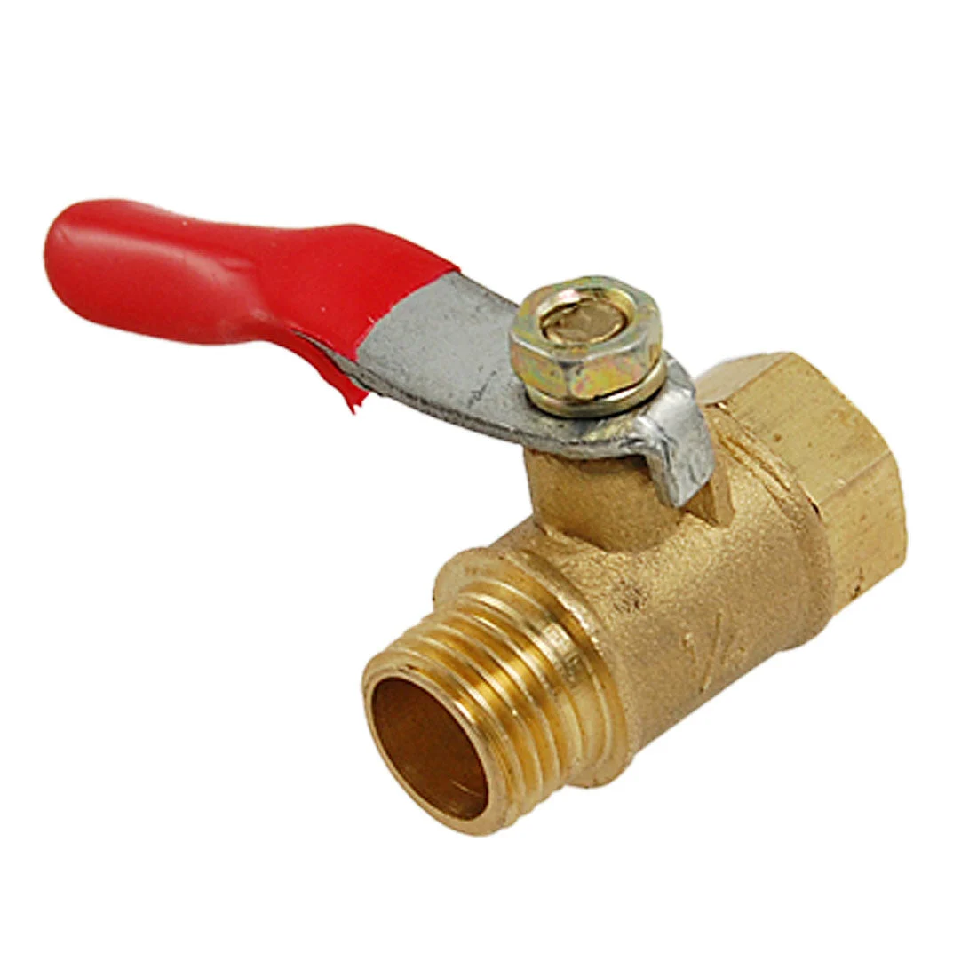 Ball Valve Shut-off Valve, 13mm Male to 12mm Female Thread, Pipe Tubing Fittings, Quarter Turn Handle, Brass Valve, Pack of 1