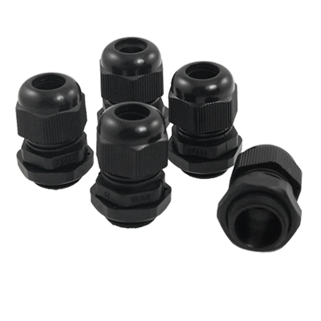 Black Plastic PG11 Waterproof Cable Glands Joints 5 Pcs