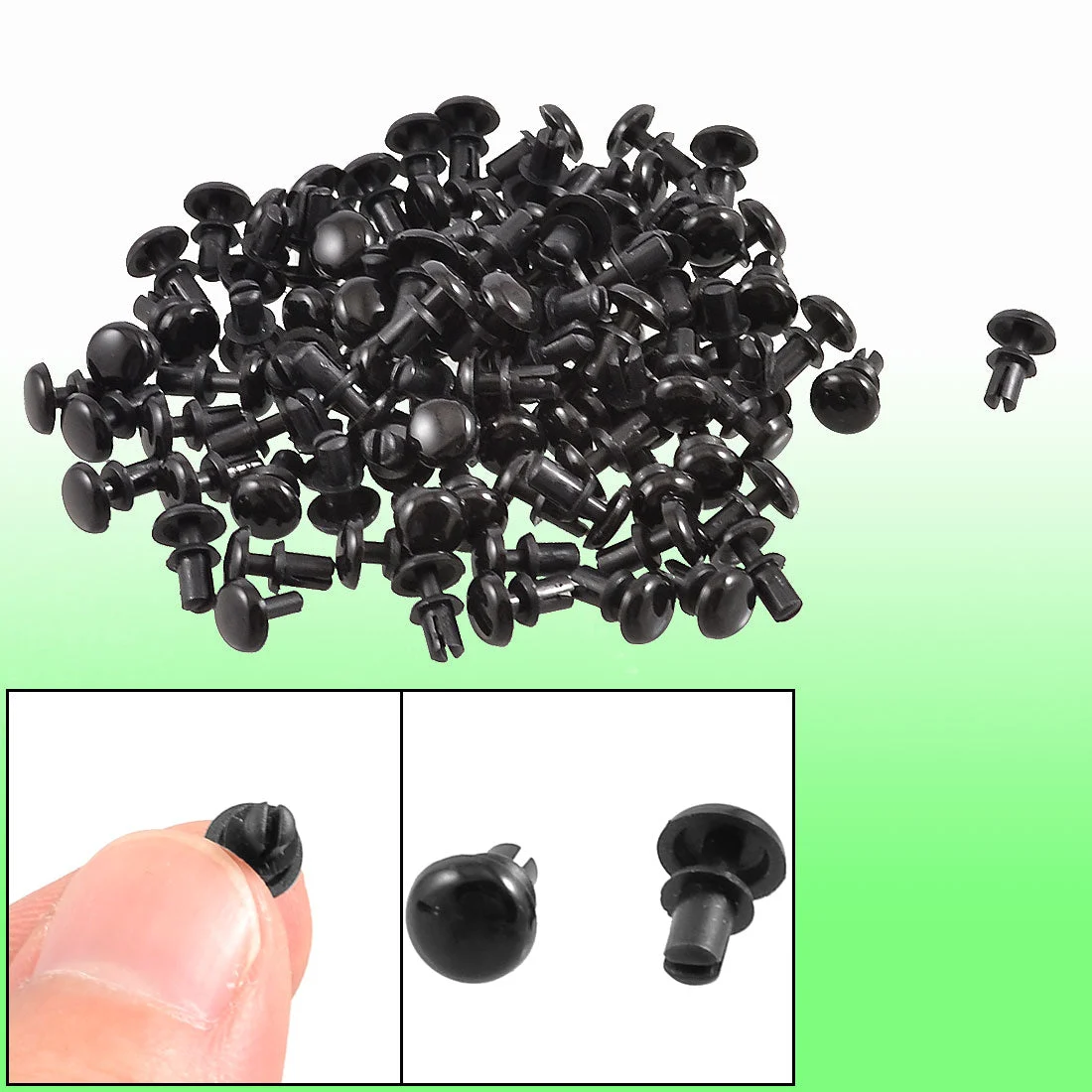 Uxcell 100 Pcs 3mm Bottom Dia Nylon Removable Push Head Fasteners Rivets Black