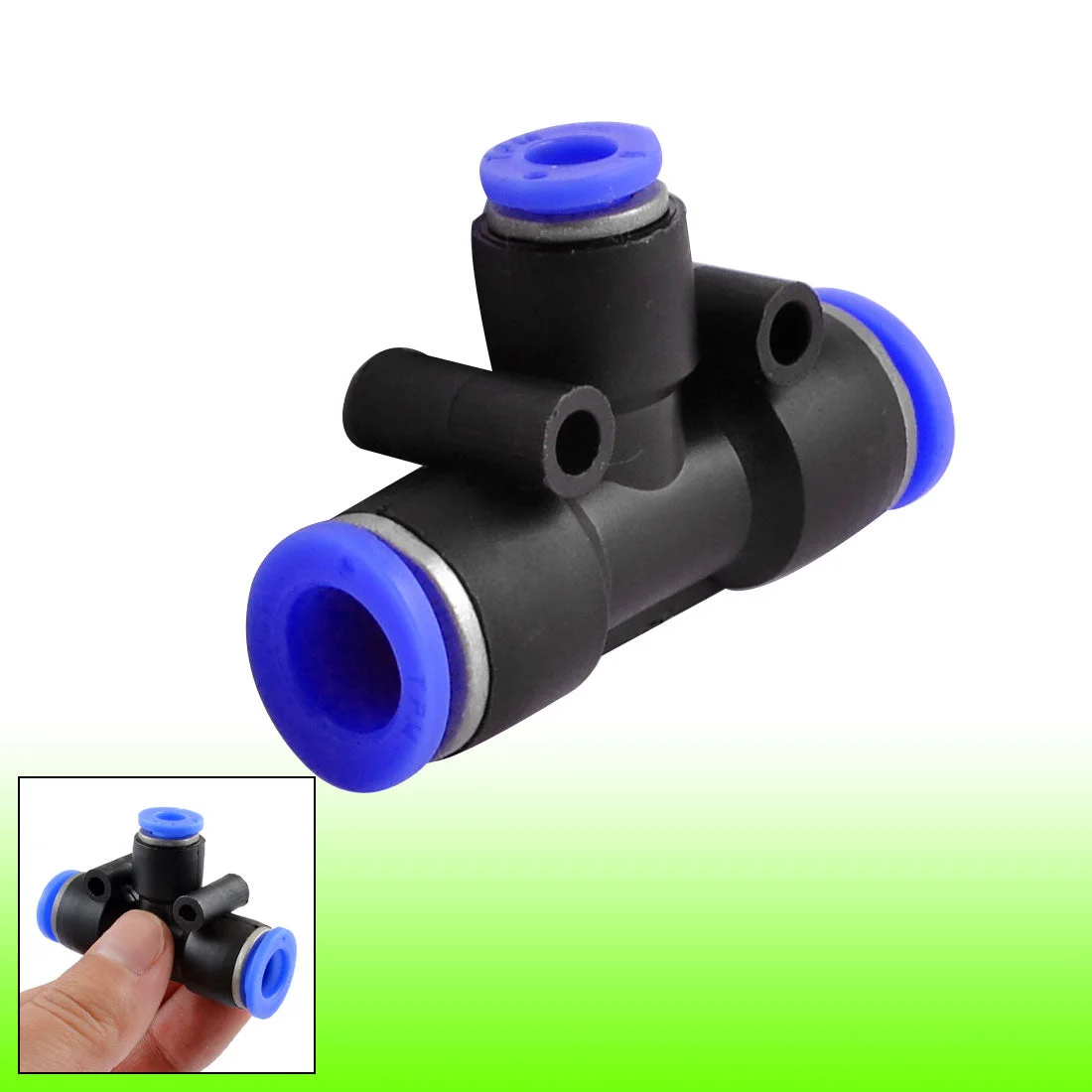 3 Ways 10mm to 6mm Coupler T Style Tubing Quick Push in Fittings Black Blue