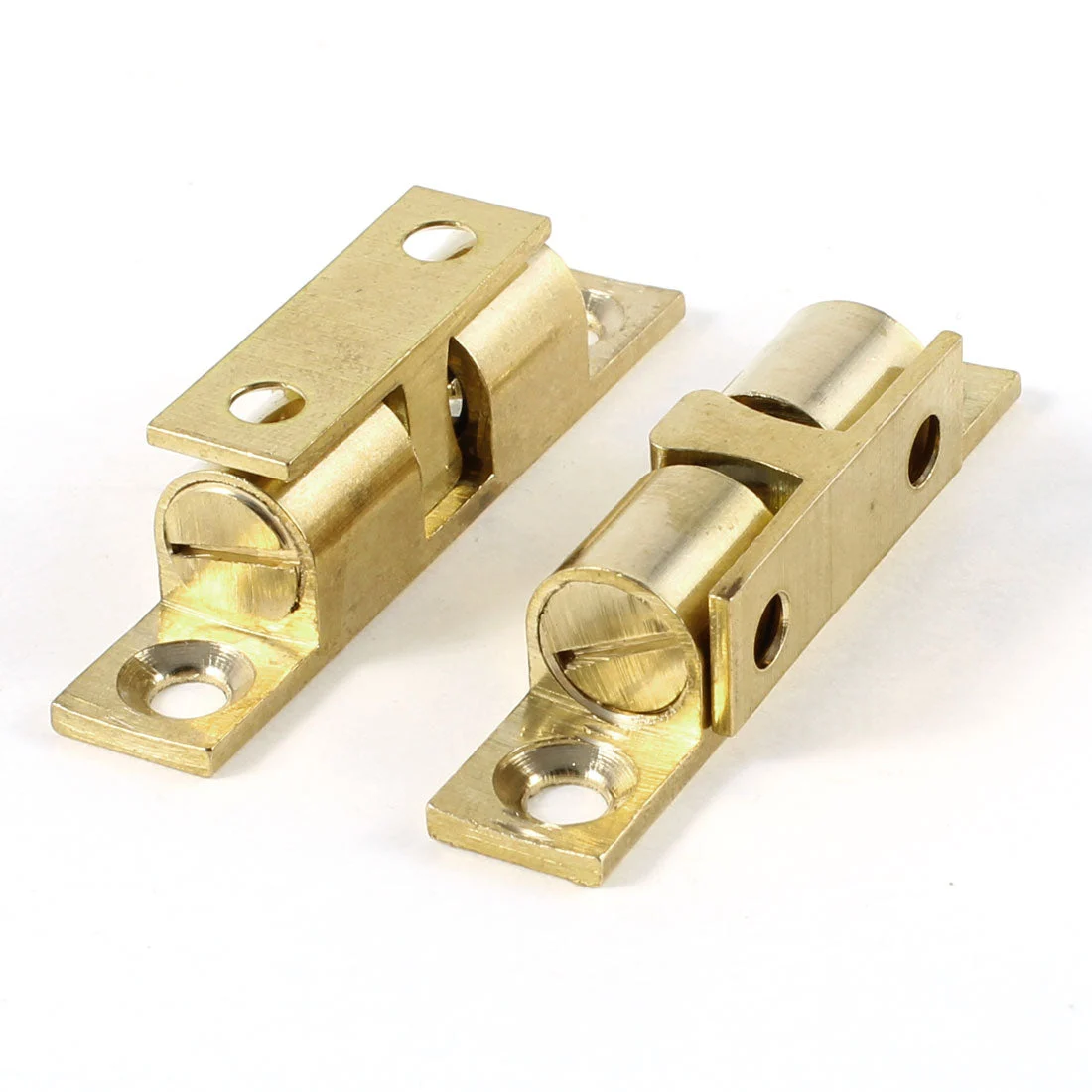 Home Door Brass Double Ball Catch Hardware 50mm Long Gold Tone 2 Pcs