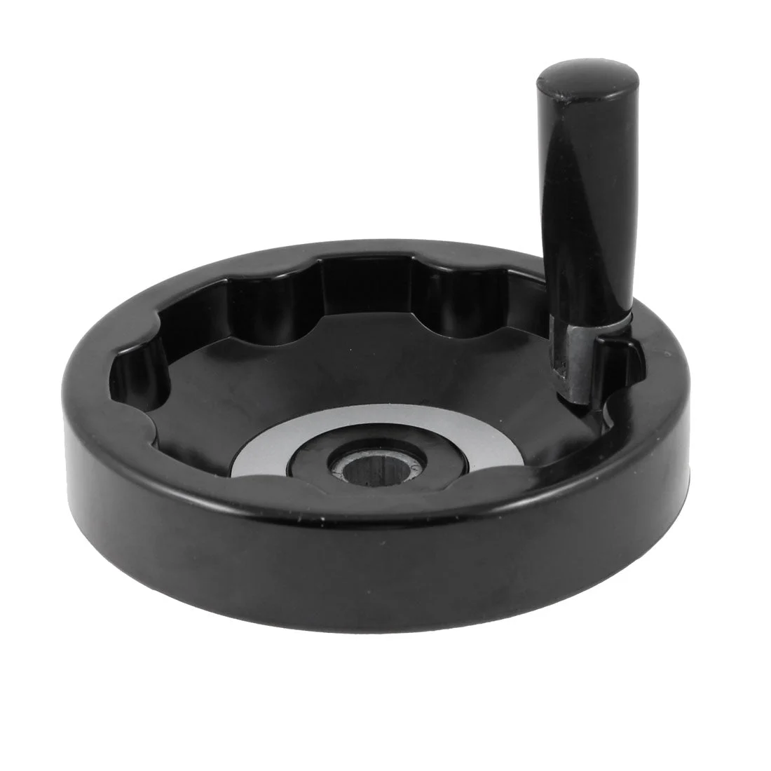 Uxcell 16mm x 150mm Inside Ripple Hand Wheel Black w Folding Revolving Handle