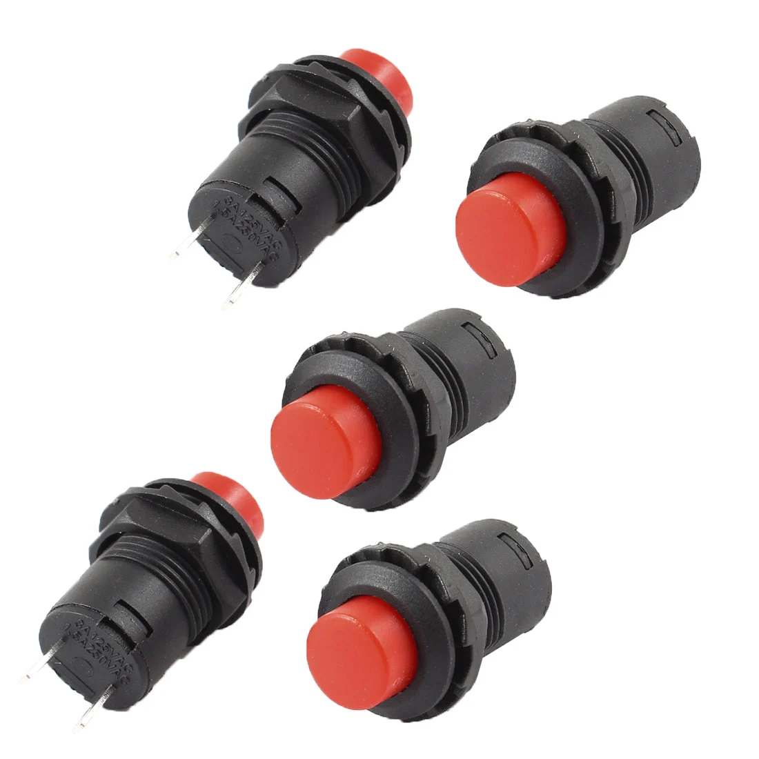 5 Pcs 3A/125VAC 1.5A/250VAC Latching Red Push Button Switch SPST On/Off