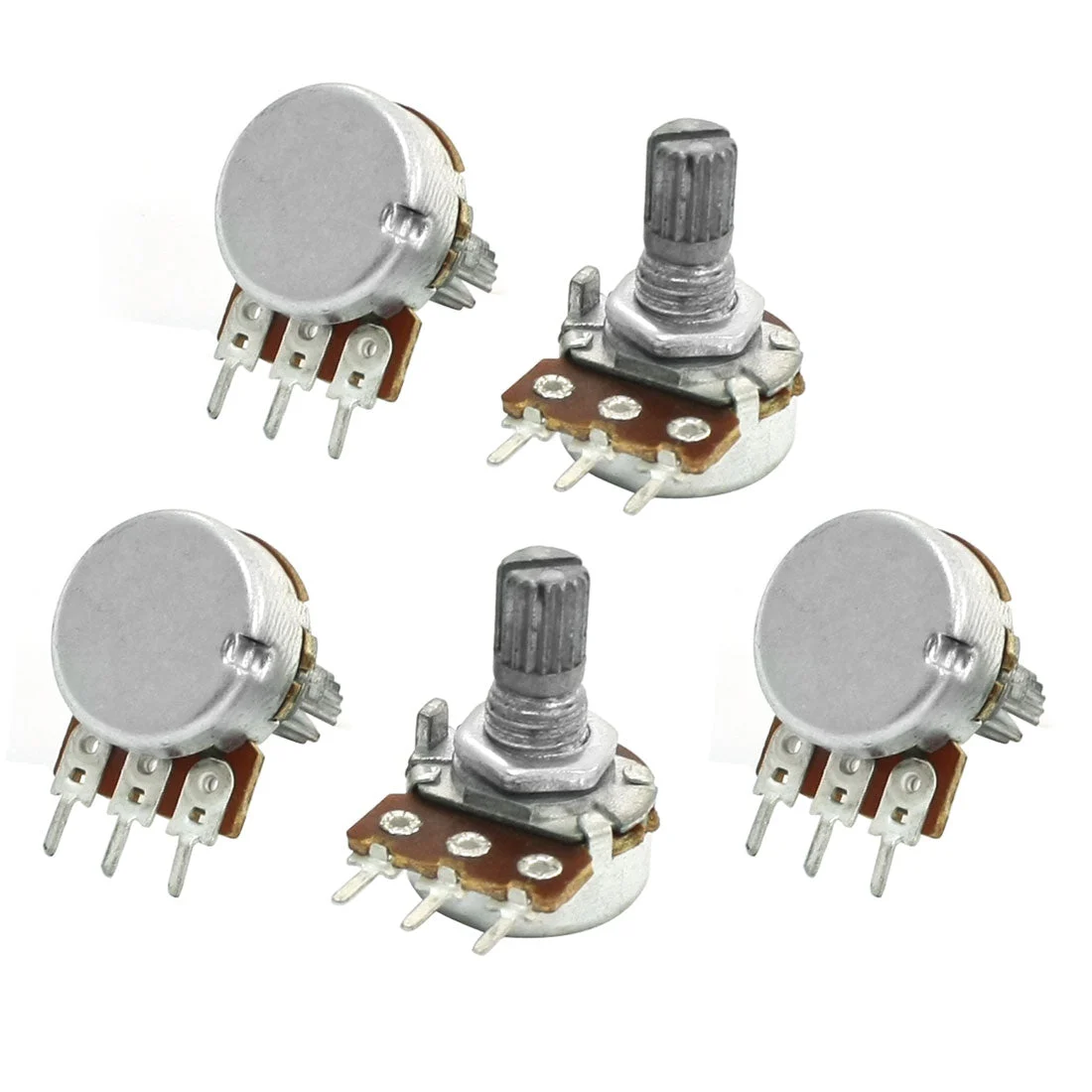 5pcs 6mm Shaft 3 Pin Pots Single Turn Adjustment Potentiometer 500K ohm