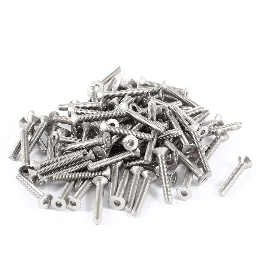 100 Pcs 304HC Stainless Steel Countersunk Socket Flat Head Bolt Screw M3x20mm Silver Tone
