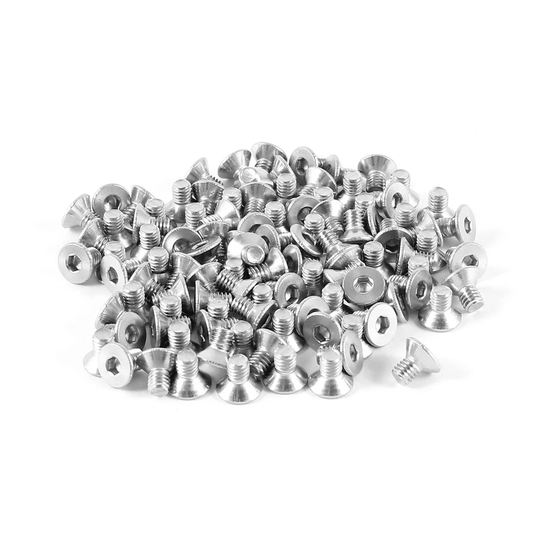 100 Pcs 304HC Stainless Steel Countersunk Socket Flat Head Bolt Screws M3x5mm Silver Tone