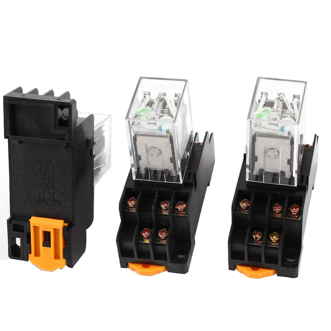 3 Pcs HH53PL DC 24V Coil Green Indicator Light 35mm DIN Rail Mounting 3PDT 11 Pins Electromagnetic General Purpose Power Relay + Socket Base