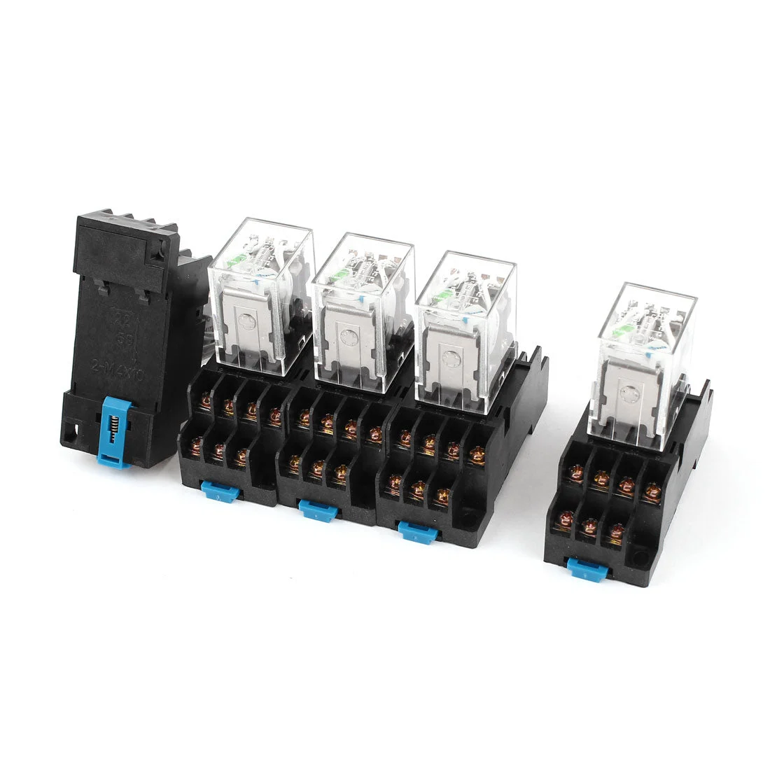 5 Pcs HH54PL DC 24V Coil Green Indicator Light 35mm DIN Rail 4PDT 14 Pins Electromagnetic General Purpose Power Relay + Socket Base