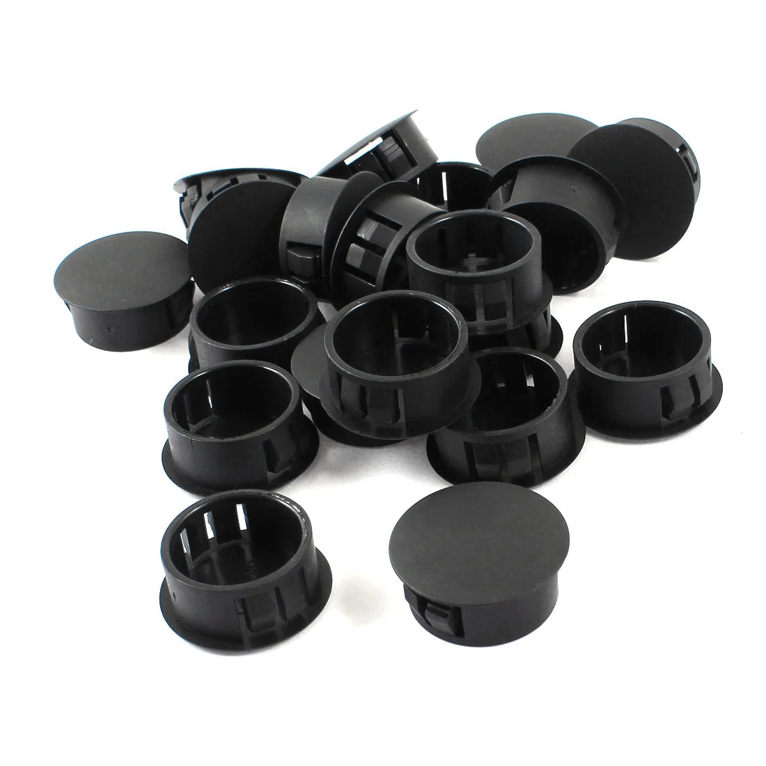 20pcs Black Plastic 10mm Diameter Snap in Type Locking Hole Button Cover 10mm x 13mm x 10mm