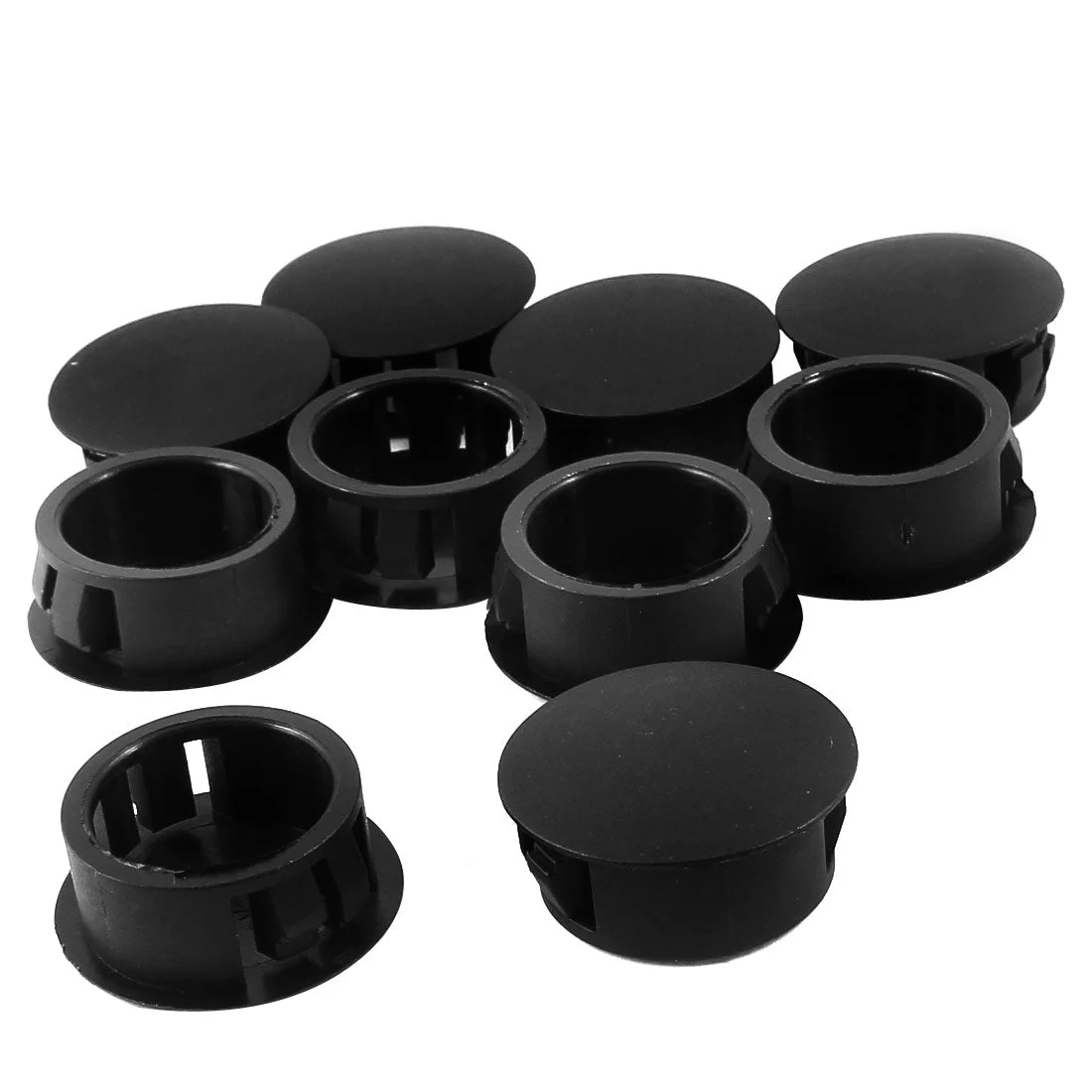 10pcs Black Plastic 20mm Diameter Snap in Type Locking Hole Button Cover 20mm x 24mm x 10mm
