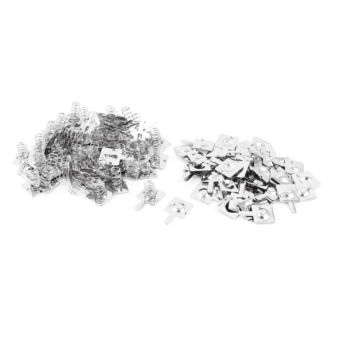 50 Pcs Metal AA Battery Positive Negative Conversion Spring Contact Plate Silver Tone
