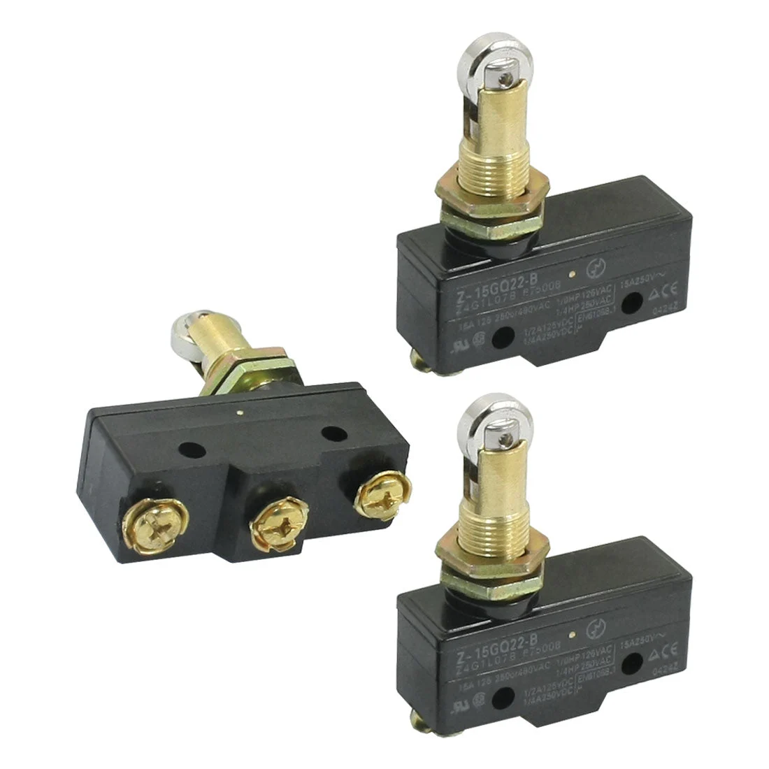 3Pcs Z-15GQ22-B SPSD 1NO 1NC Panel Mount Roller Plunger Limit Switch