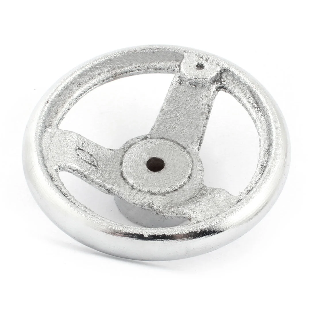 7mm Mounting Hole Three Spoke 100mm Diameter Round Silver Tone Iron Hand Wheel Handwheel for Milling Machine Lathe