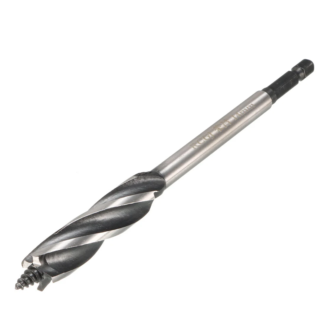 1/4" Hex Shank 14mm Dia Woodworking Wood Quad Fluted Auger Drill Bit