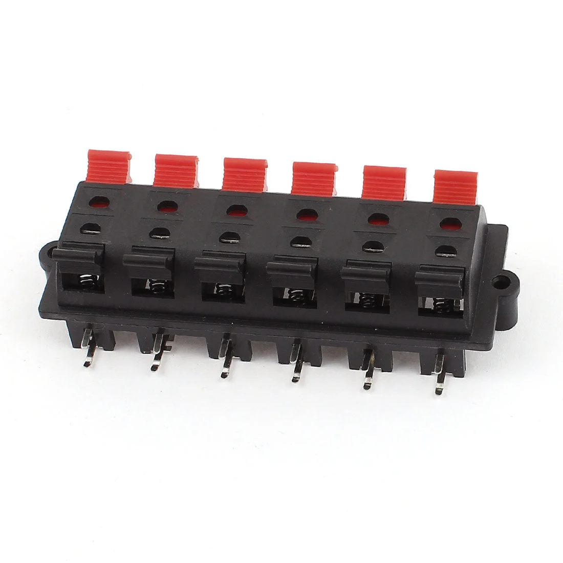 Black Red Double Row 12 Position Spring Push Type Audio Speaker Terminal Junction Box Board Connector