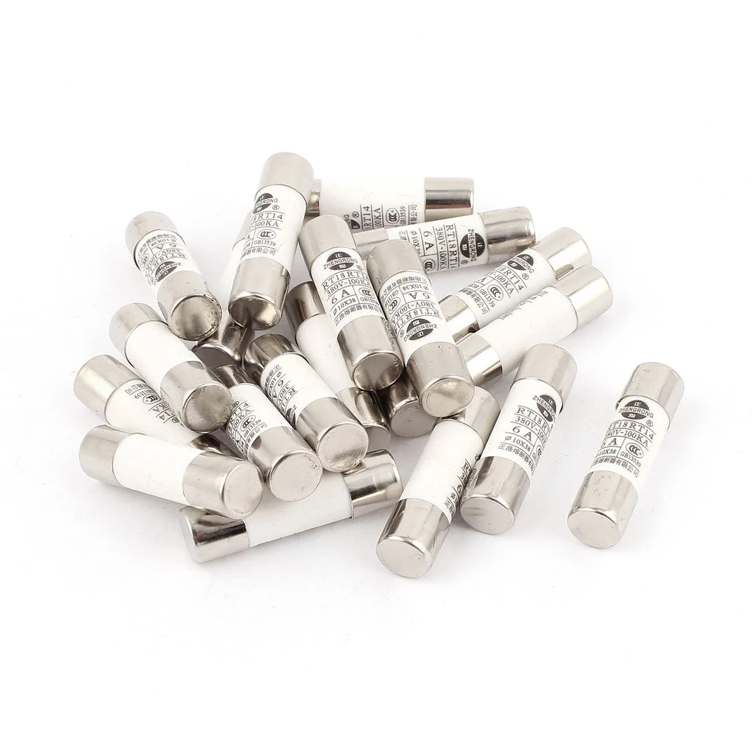 20 Pcs RO15 RT18 RT14 Ceramic Cylindrical Tube Fuse 6A 380V 10x38mm