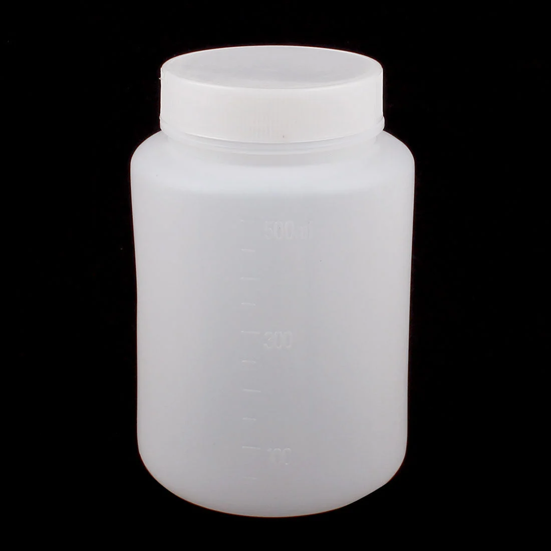 Lab Screw Lid White Plastic Wide Mouth Graduated Chemicals Storage Container Reagent Bottle 500mL