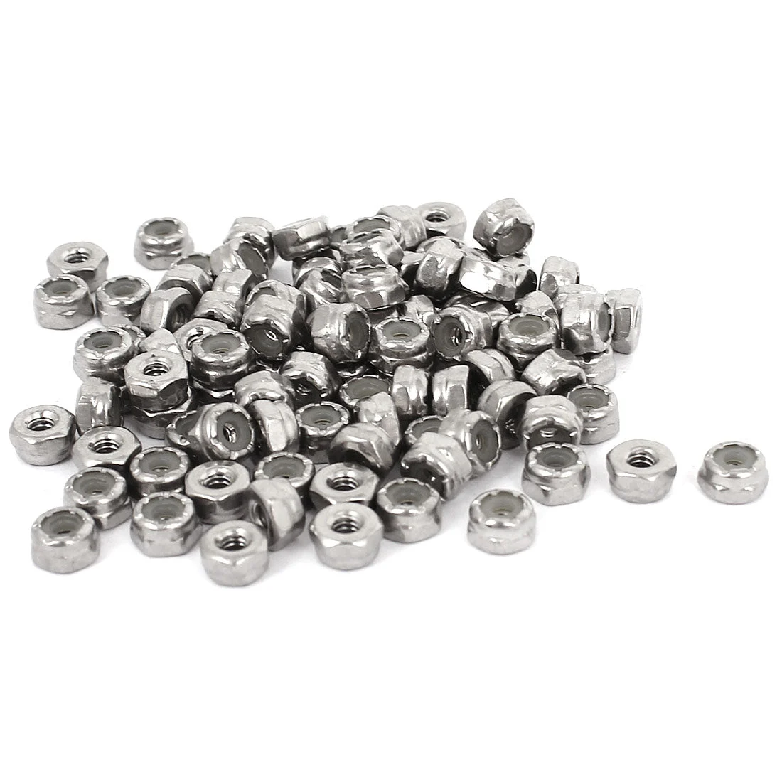 100pcs 304 Stainless Steel Nylock Self-Locking Nylon Insert Hex Lock Nuts #4-40