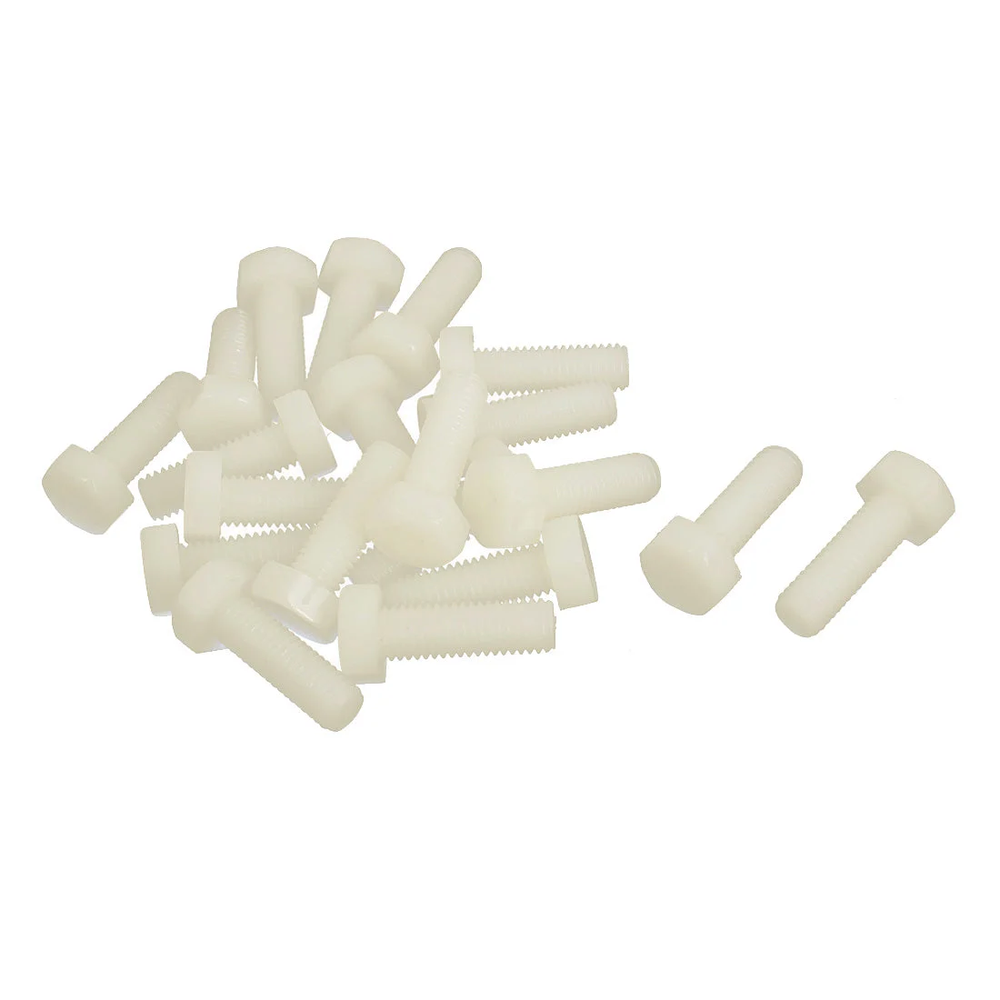 M8 x 25mm Full Thread Nylon Metric Hex Head Cap Screw Bolt 20 Pcs